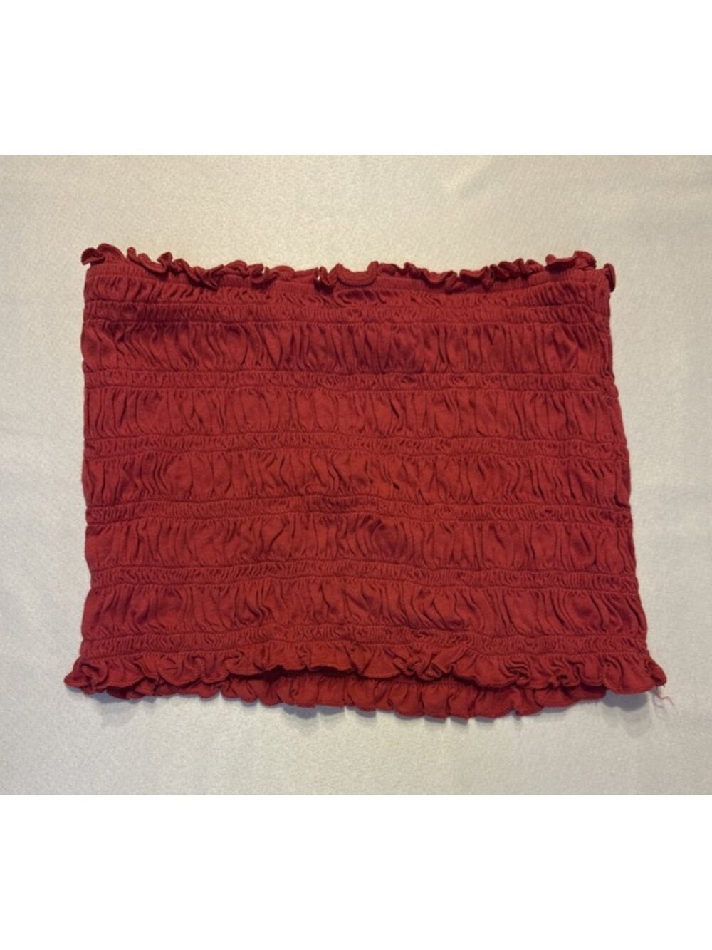 Womans American Eagle Women’s Red Ruffle Square Neck Crop Tube Top Size S